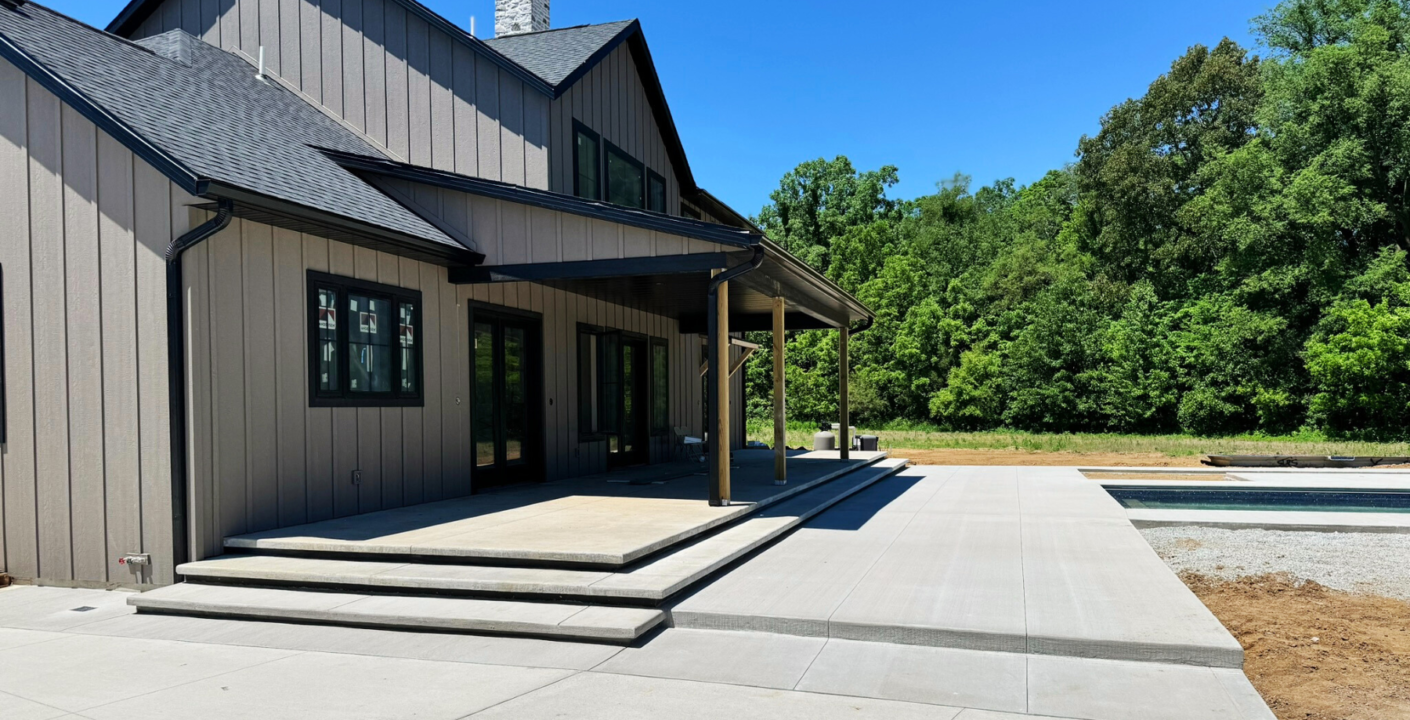 new Bristol home back patio and pool deck